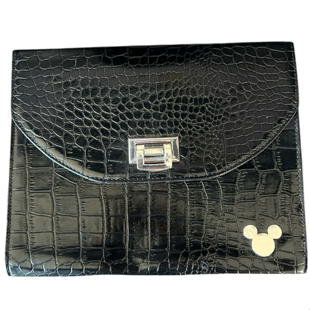 Disney Parks Black Alligator Skin Tablet Case - Clutch with Mickey Icon